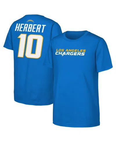 Outerstuff Kids' Big Boys' And Girls' Justin Herbert Powder Blue Los Angeles Chargers Name & Number T-shirt