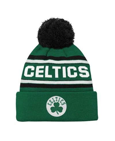 Outerstuff Babies' Big Boys And Girls Kelly Green Boston Celtics Backboard Jacquard Cuffed Knit With Pom Hat