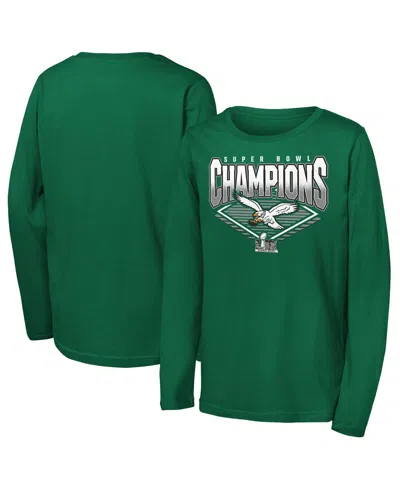 Outerstuff Kids' Big Boys And Girls Kelly Green Philadelphia Eagles Super Bowl Lix Champions Retro Diamond Long Sleev