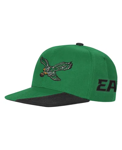 Outerstuff Kids' Big Boys And Girls Kelly Green/black Philadelphia Eagles Side Swipe Retro Snapback Hat
