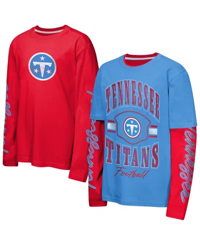 Outerstuff Kids' Big Boys' And Girls' Light Blue/red Tennessee Titans Motion Combo Set In Light Blue,red