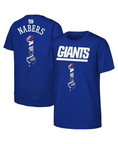 Outerstuff Kids' Big Boys And Girls Malik Nabers Royal New York Giants Mainliner Drip Player Name Number T-shirt In Blue