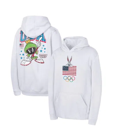Outerstuff Kids' Big Boys And Girls Marvin The Martian White Team Usa Looney Tunes Pullover Hoodie