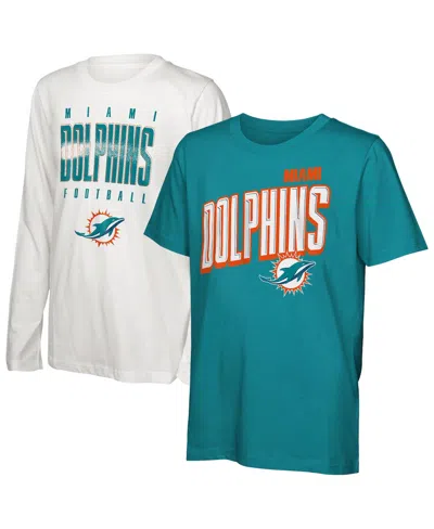 Outerstuff Kids' Big Boys And Girls Miami Dolphins The Mix Combo T-shirt Set In Blue