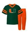 Outerstuff Big Boys And Girls Miami Hurricanes 2-piece Red Zone Jersey Pants Set In Multi