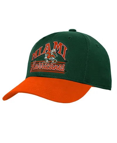 Outerstuff Kids' Big Boys' And Girls' Miami Hurricanes Dad Unstructured Adjustable Embroidered Graphics Baseball Cap In Green