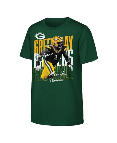 Outerstuff Kids' Big Boys' And Girls' Micah Parsons Green Bay Packers Legendary Player Card T-shirt