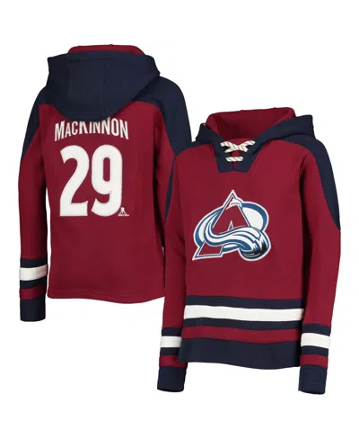 Outerstuff Big Boys And Girls Nathan Mackinnon Burgundy Colorado Avalanche Must-have V-neck Name Number Pullove