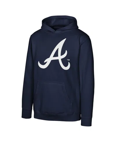 Outerstuff Kids' Big Boys And Girls Navy Atlanta Braves Primary Logo Pullover Hoodie