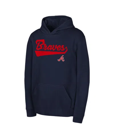 Outerstuff Kids' Big Boys And Girls Navy Atlanta Braves Tailor Made Fleece Pullover Hoodie