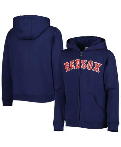 Outerstuff Kids' Big Boys And Girls Navy Boston Red Sox Wordmark Full-zip Fleece Hoodie