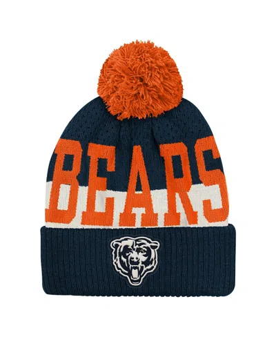 Outerstuff Babies' Big Boys And Girls Navy Chicago Bears Modern Fan Cuffed Knit With Pom Hat In Multi