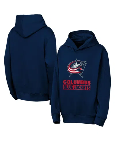 Outerstuff Kids' Big Boys And Girls Navy Columbus Blue Jackets Back To Basics Hoodie