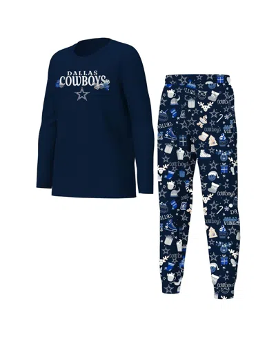 Outerstuff Kids' Big Boys And Girls Navy Dallas Cowboys Chestnut Holiday Sleep Set In Blue