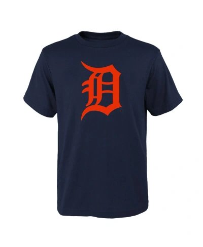Outerstuff Kids' Big Boys And Girls Navy Detroit Tigers Logo Primary Team T-shirt