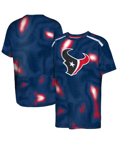 Outerstuff Kids' Big Boys And Girls Navy Houston Texans End Zone Dri-tek T-shirt In Animal Print