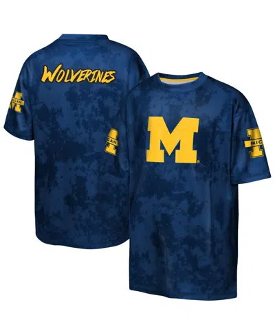 Outerstuff Kids' Big Boys' And Girls' Navy Michigan Wolverines Off-side Sublimated T-shirt In Blue