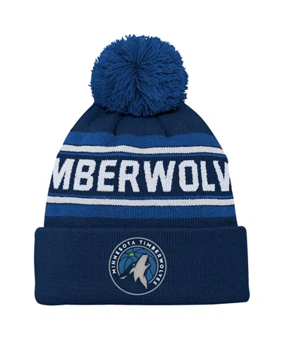 Outerstuff Kids' Big Boys' And Girls' Navy Minnesota Timberwolves Backboard Jacquard Cuffed Knit Hat