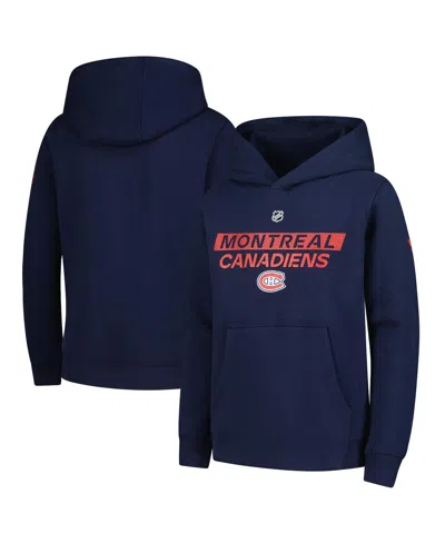 Outerstuff Kids' Big Boys And Girls Navy Montreal Canadiens Authentic Pro Wordmark Fleece Pullover Hoodie