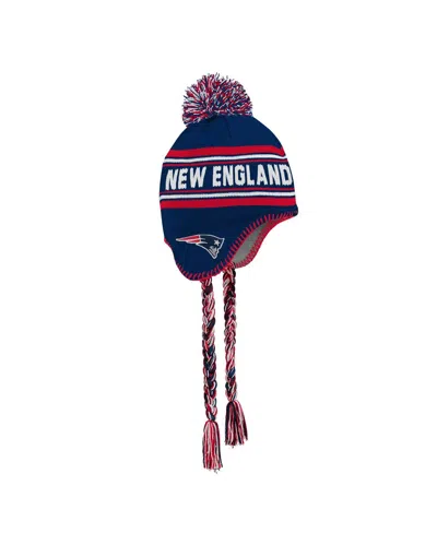 Outerstuff Babies' Big Boys And Girls Navy New England Patriots Jacquard Tassel Knit With Pom Hat In Blue