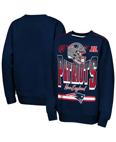 Outerstuff Kids' Big Boys' And Girls' Navy New England Patriots Run Fleece Sweatshirt