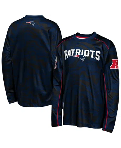 Outerstuff Kids' Big Boys' And Girls' Navy New England Patriots Tailgate Performance Long-sleeves T-shirt