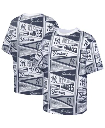 Outerstuff Kids' Big Boys And Girls Navy New York Yankees All-over Pennant T-shirt In Multi