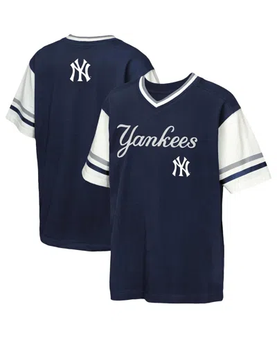 Outerstuff Kids' Big Boys And Girls Navy New York Yankees Big League Base Runner Ringer T-shirt In Blue