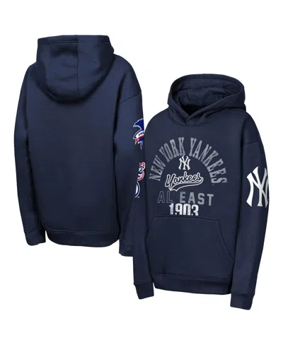 Outerstuff Kids' Big Boys And Girls Navy New York Yankees Premium Sweep Fleece Hoodie In Blue