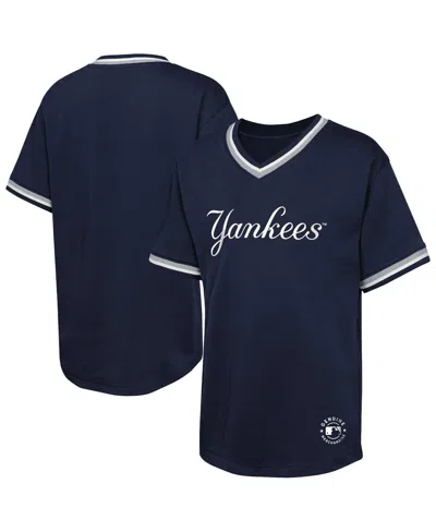 Outerstuff Kids' Big Boys And Girls Navy New York Yankees Relief Pitcher V-neck T-shirt