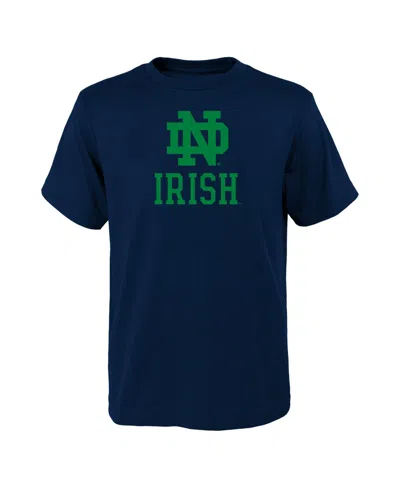 Outerstuff Kids' Big Boys And Girls Navy Notre Dame Fighting Irish Primary Logo T-shirt In Blue