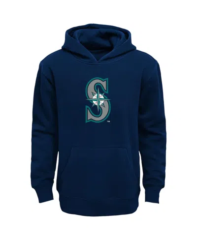Outerstuff Kids' Big Boys And Girls Navy Seattle Mariners Primary Logo Pullover Hoodie