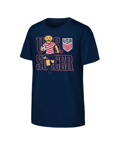 Outerstuff Kids' Big Boys And Girls Navy Usmnt Free Kick Mascot T-shirt In Blue