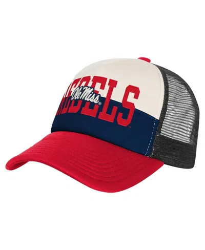 Outerstuff Kids' Big Boys And Girls Navy/cream Ole Miss Rebels Modern Fan Trucker Adjustable Hat In Multi