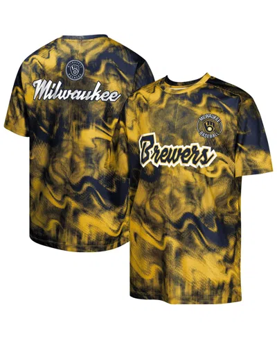 Outerstuff Kids' Big Boys And Girls Navy/gold Milwaukee Brewers Pinch Hitter T-shirt In Navy,gold