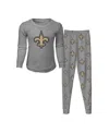 Outerstuff Big Boys And Girls New Orleans Saints Long Sleeve T-shirt And Pants Sleep Set In Heather Gray
