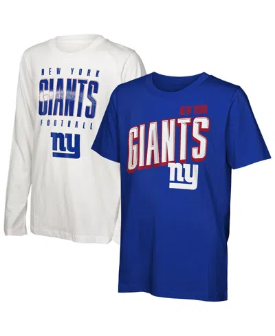 Outerstuff Kids' Big Boys And Girls New York Giants The Mix Combo T-shirt Set In Blue