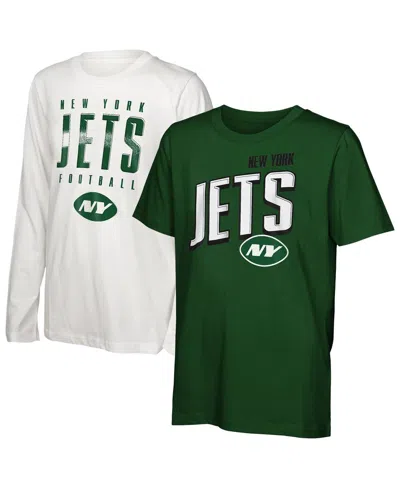 Outerstuff Kids' Big Boys And Girls New York Jets The Mix Combo T-shirt Set In Green