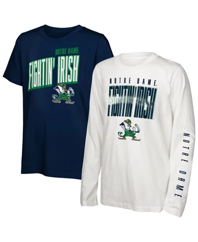 Outerstuff Kids' Big Boys And Girls Notre Dame Fighting Irish In The Mix T-shirt Combo Set In Blue