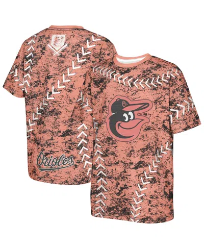 Outerstuff Kids' Big Boys And Girls Orange Baltimore Orioles Slide Score Bold T-shirt