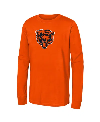 Outerstuff Kids' Big Boys And Girls Orange Chicago Bears Primary Logo Long Sleeve T-shirt
