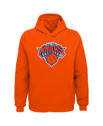 Outerstuff Kids' Big Boys And Girls Orange New York Knicks Primary Logo Pullover Hoodie