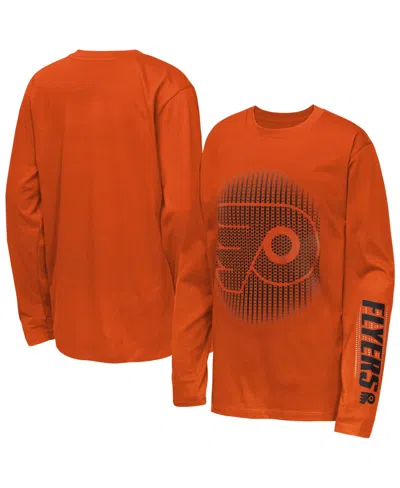 Outerstuff Kids' Big Boys' And Girls' Orange Philadelphia Flyers Regroup Reset Long-sleeves T-shirt