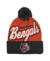 Outerstuff Big Boys And Girls Orange/black Cincinnati Bengals Pro-sport Jacquard Cuffed Knit Hat With Pom In Orange,black