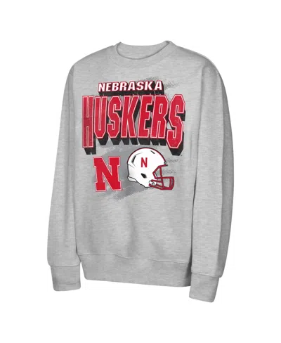 Outerstuff Kids' Big Boys And Girls  Heather Gray Nebraska Huskers Wild Card Fleece Sweatshirt In Black