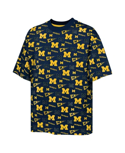 Outerstuff Kids' Big Boys And Girls  Navy Michigan Wolverines Scramble All Over Print T-shirt In Blue