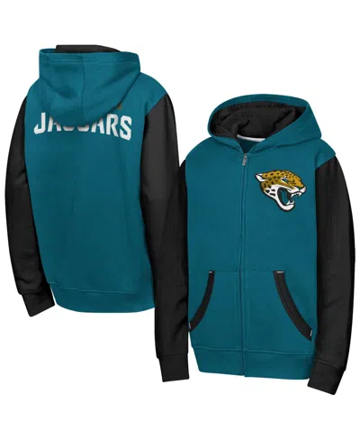 Outerstuff Kids' Big Boys And Girls  Teal Jacksonville Jaguars Stadium Colorblock Full-zip Hoodie In Blue