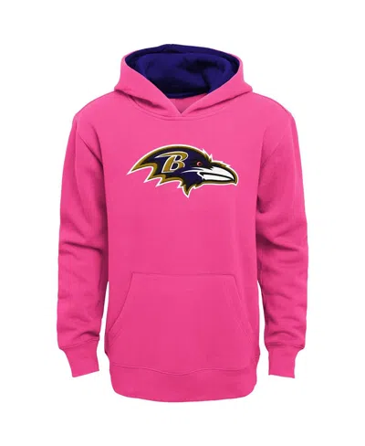 Outerstuff Kids' Big Boys And Girls Pink Baltimore Ravens Prime Hoodie