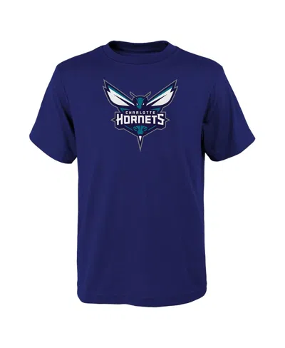 Outerstuff Kids' Big Boys And Girls Purple Charlotte Hornets Primary Logo T-shirt In Blue