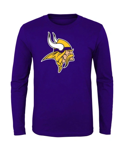 Outerstuff Kids' Big Boys And Girls Purple Minnesota Vikings Primary Logo Long Sleeve T-shirt